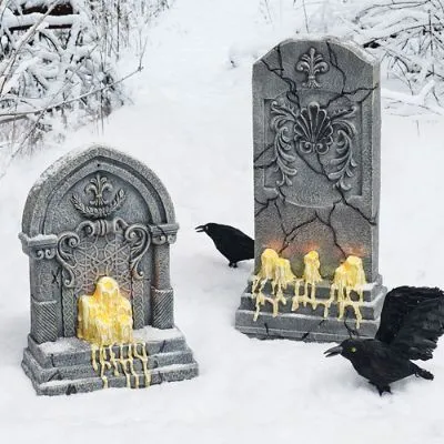 Tombstone with Melting Candles