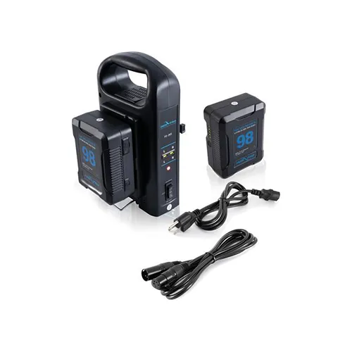 IndiPRO Tools 2x 98Wh V-Mount Batteries with Dual V-Mount Battery Charger Kit