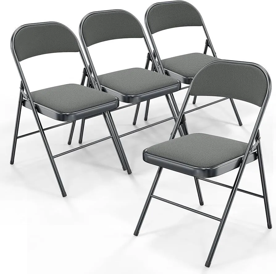 Gray Metal chair with padded seat