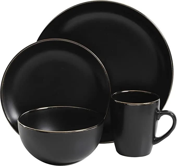 Black Coffee cup with gold rim
