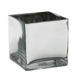 Silver Glass Square Vase 