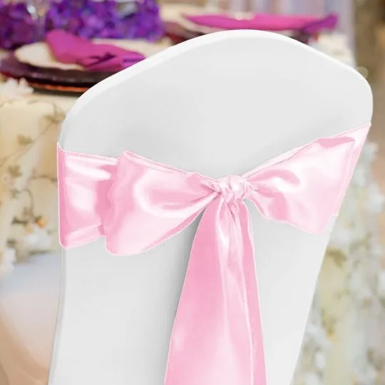 Satin Chair Sash- Pink