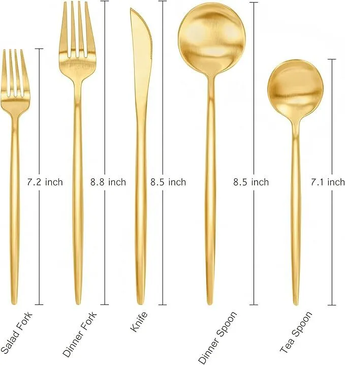 Fameware Matte silverware gold set 5