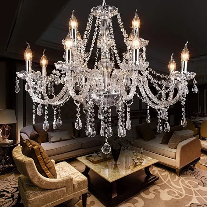  Elegant 12 arm crystal Glass Chandelier 