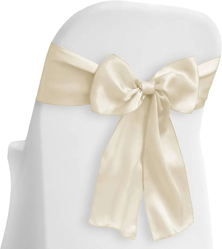 Satin Chair Sash-Ivory