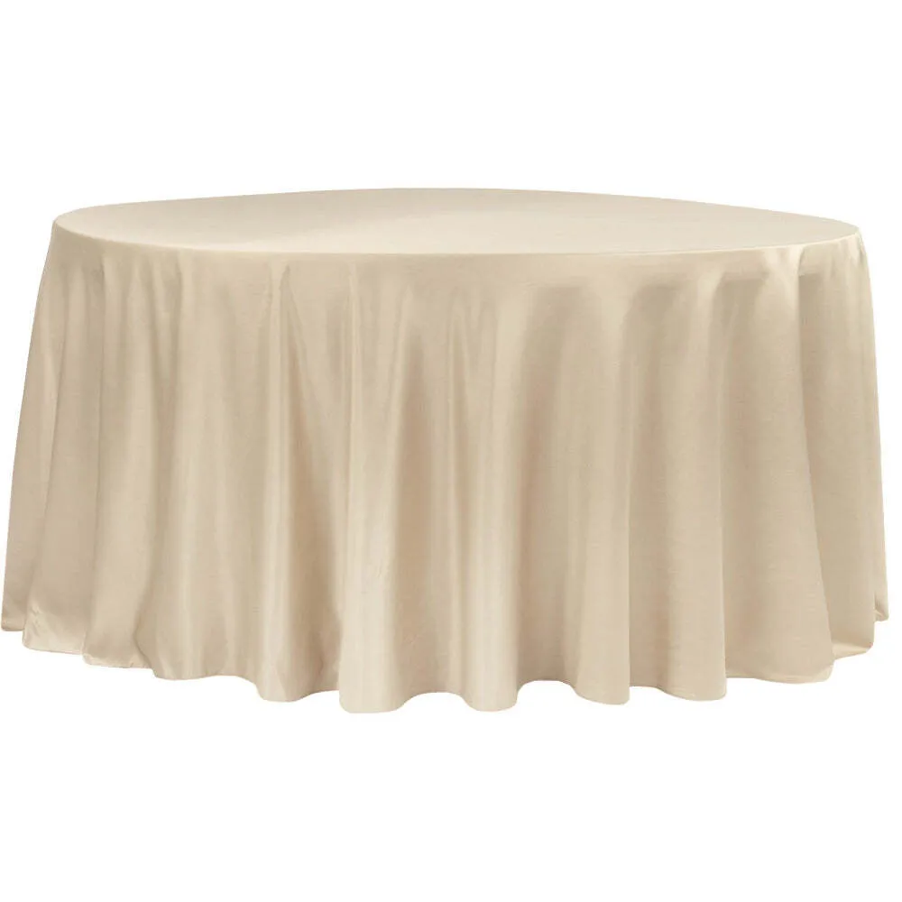 Lamour Satin 120" Round Tablecloth- Champagne 