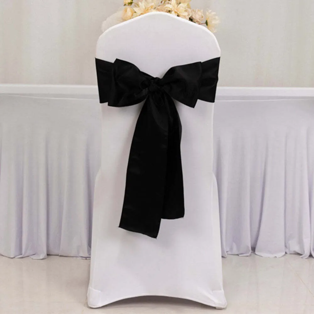 Satin Chair Sash- Black