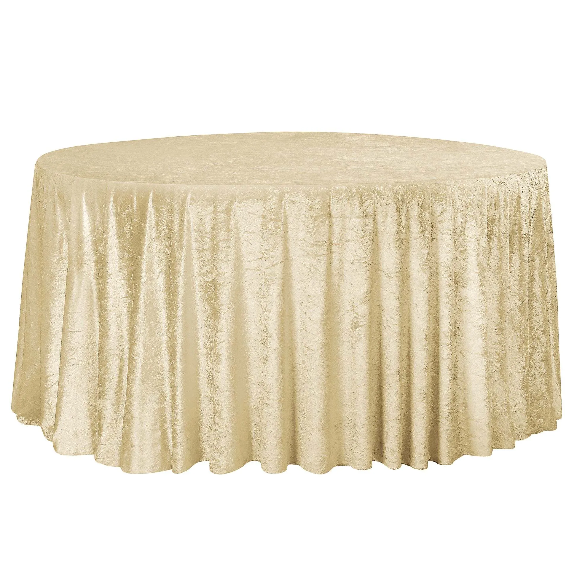Velvet 120" Round Tablecloth- Light Champagne