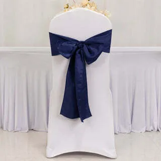 Lamour Satin Chair Sash- Navy Blue
