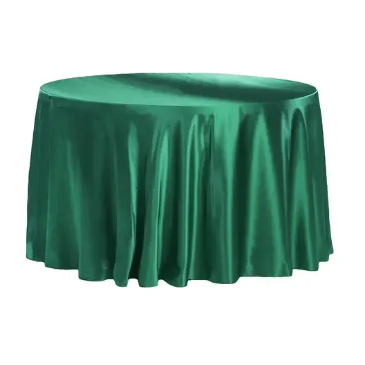 Satin 132" Round Tablecloth- Emerald Green 