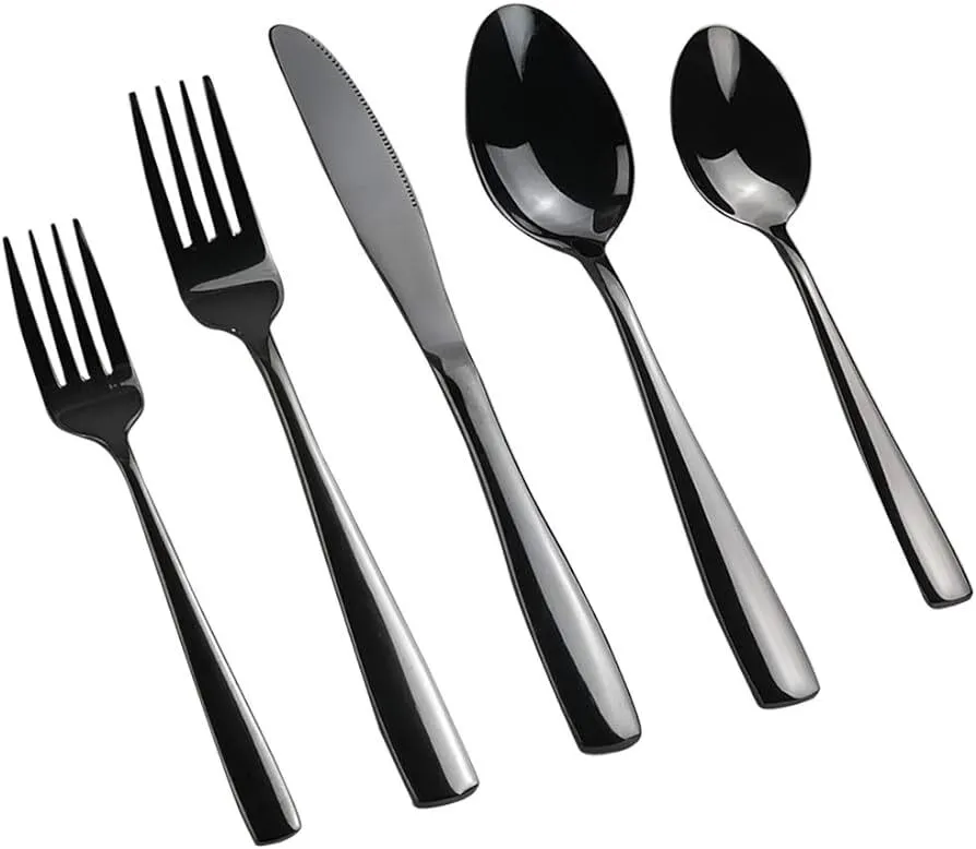 Teyyvn Black silverware 5 piece 