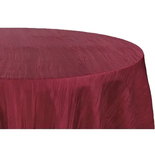 Accordion Crinkle 132" Round Tablecloth- Burgundy 