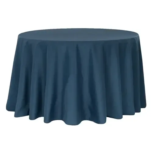 Polyester 132" Round Tablecloth- Navy Blue 