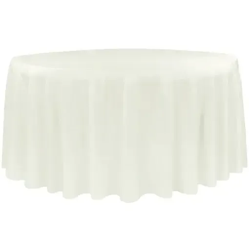 Polyester 136" Round Tablecloth- Ivory 
