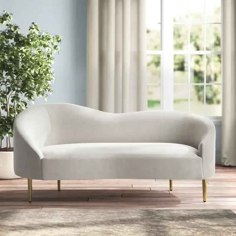 Lucy Beige Velvet Curb loveseat 