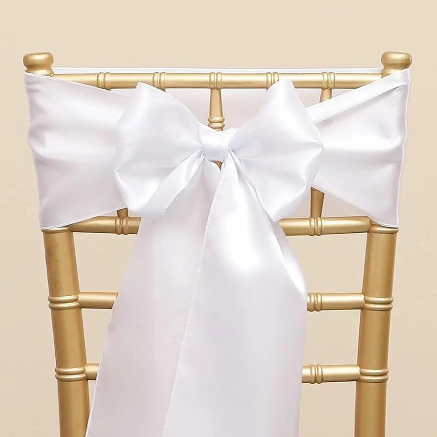 Satin Chair Sash- White
