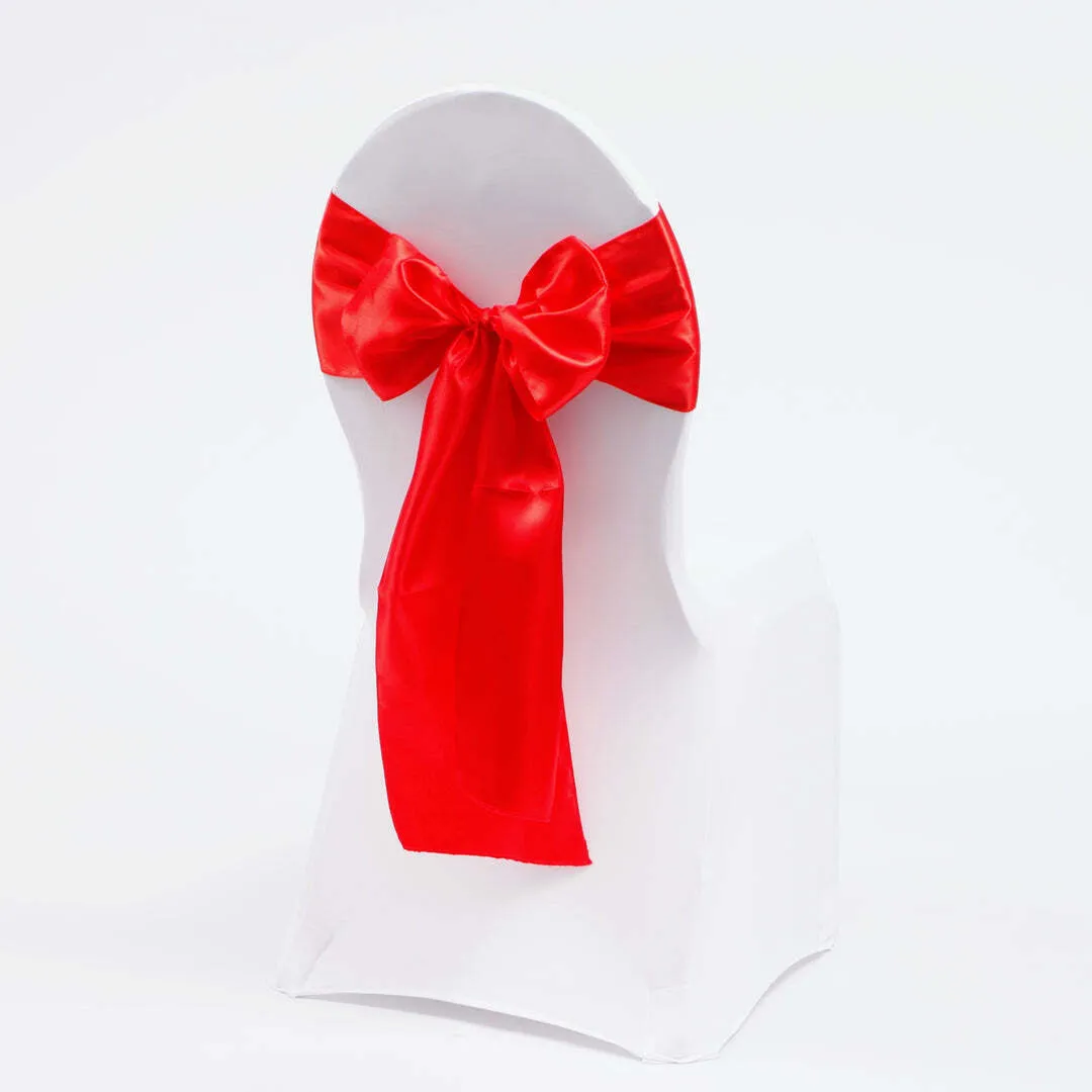 Satin Chair Sash-Red