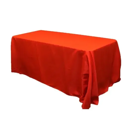 Polyester 90"x132" Rectangular Tablecloth- Red