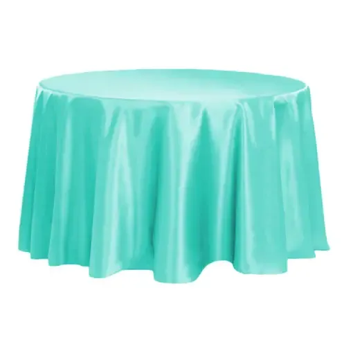 Satin 132" Round Tablecloth- Turquoise 