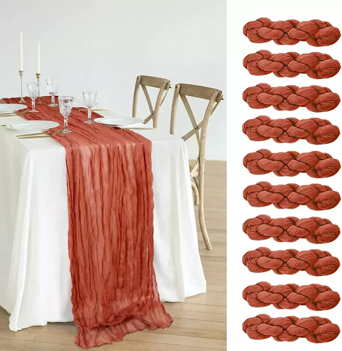 Cheesecloth Terracotta runner 16ft x 25"