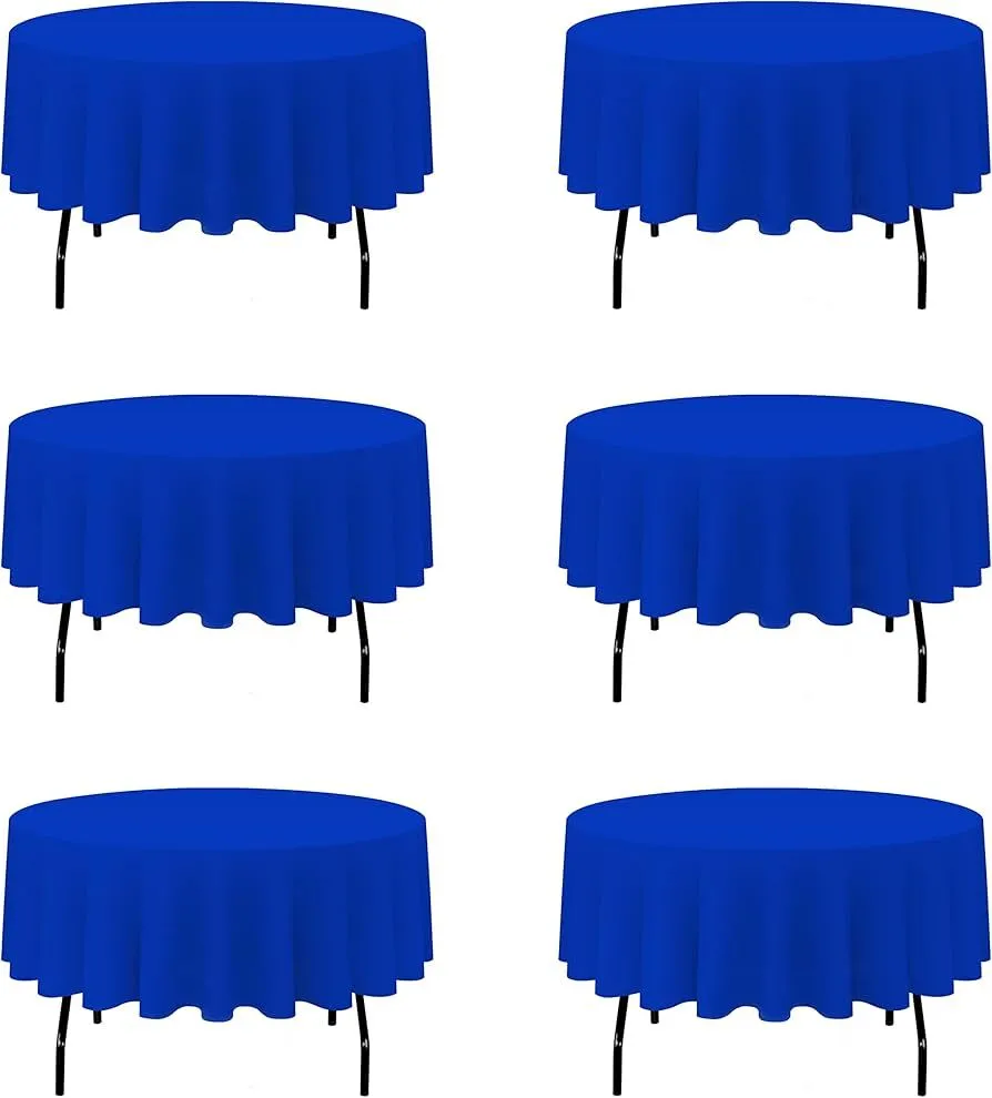 Accordion Crinkle 120" Round Tablecloth- Royal Blue