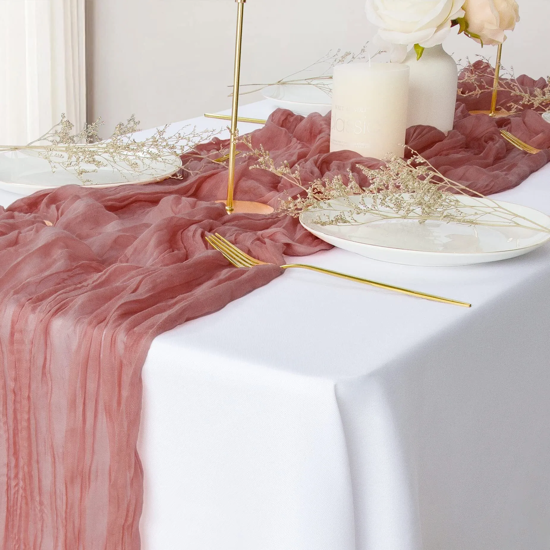 Cheesecloth Dusty rose/ mauve runner 16ft x 25"