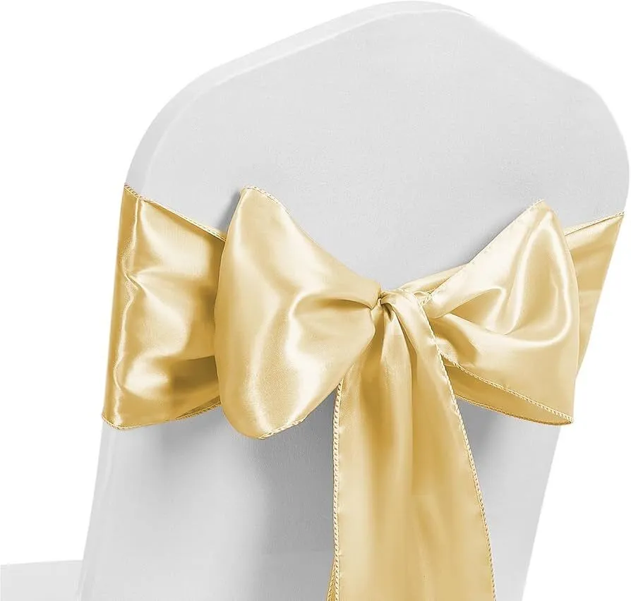 Satin Chair Sash- Champagne