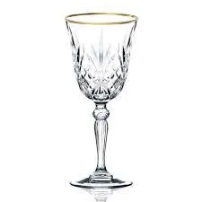 Lorren crystal wine glass gold band 6oz