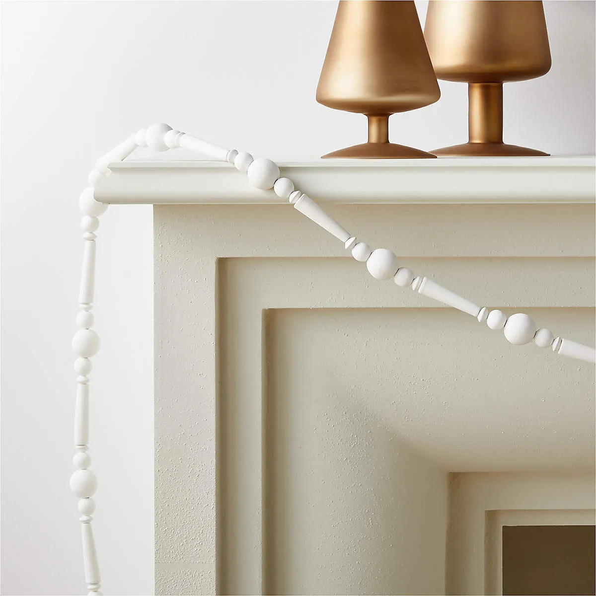 Pax Matte White Wood Bead Holiday Garland 120"