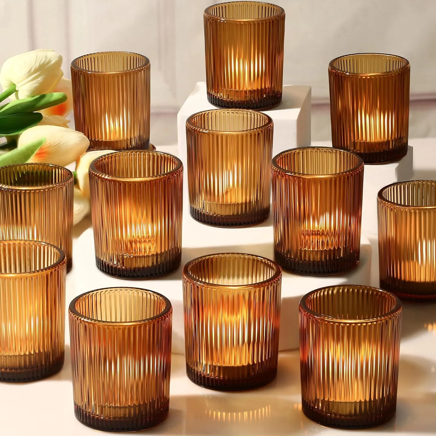 Vintage Amber Votive Candleholder