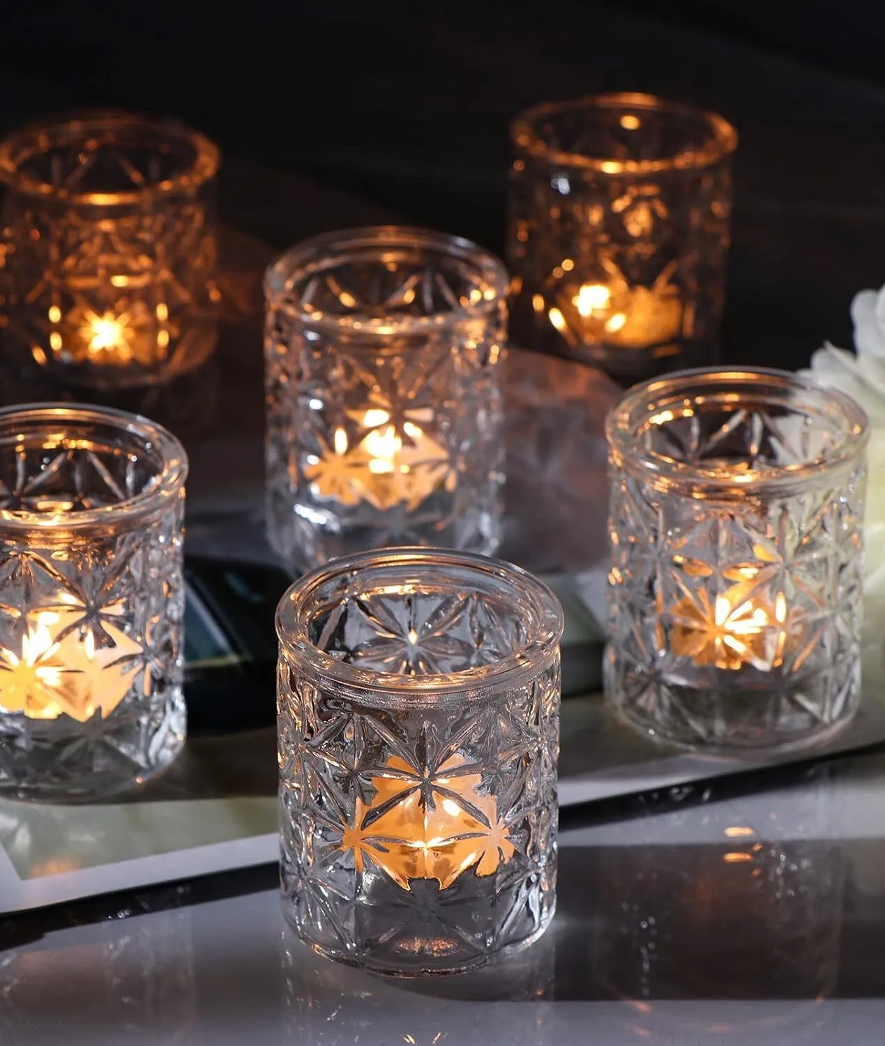 Embossed Votive Glass Candleholder