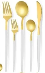 Dinner Knive White and gold