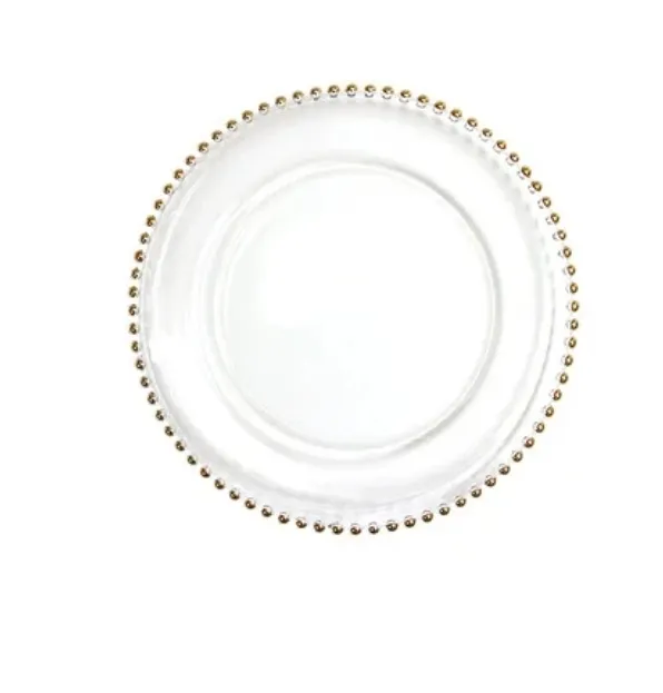 Charger -Glass w gold beads