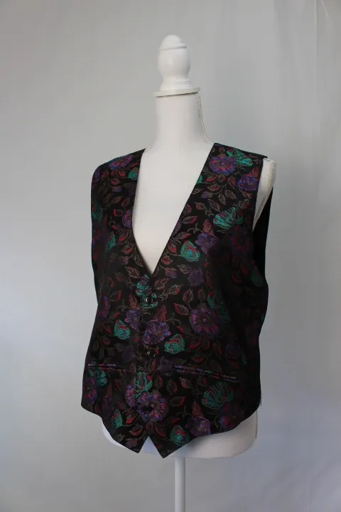 Multicolored Floral Iridescent Vest - Black Back ()