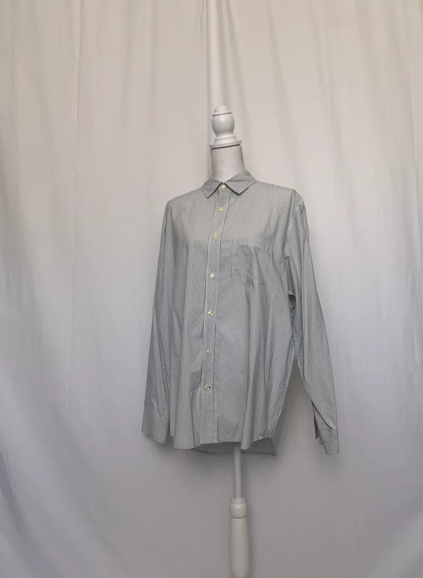 White and Gray Striped Shirt - Old Navy (Large)