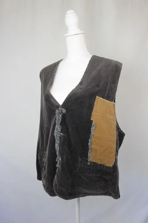 Grey Vest - Corduroy with Patches ()
