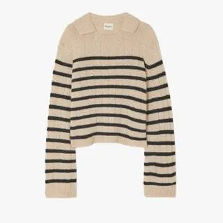 Crewneck Fitted Striped Shirt in Mustard, Burgundy, Cream, and Navy 