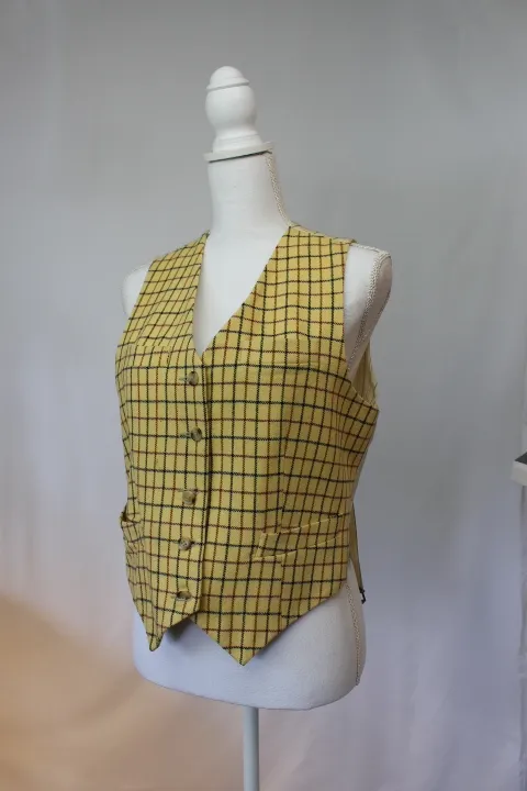 Yellow Suit Vest - Wool Checkered Pattern ()
