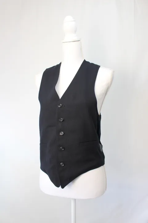Black Suit Vest - Front Pockets with Black Buttons ()