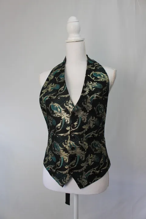 Black, Blue, and Gold or Silver Halter Vest - Reversible ()