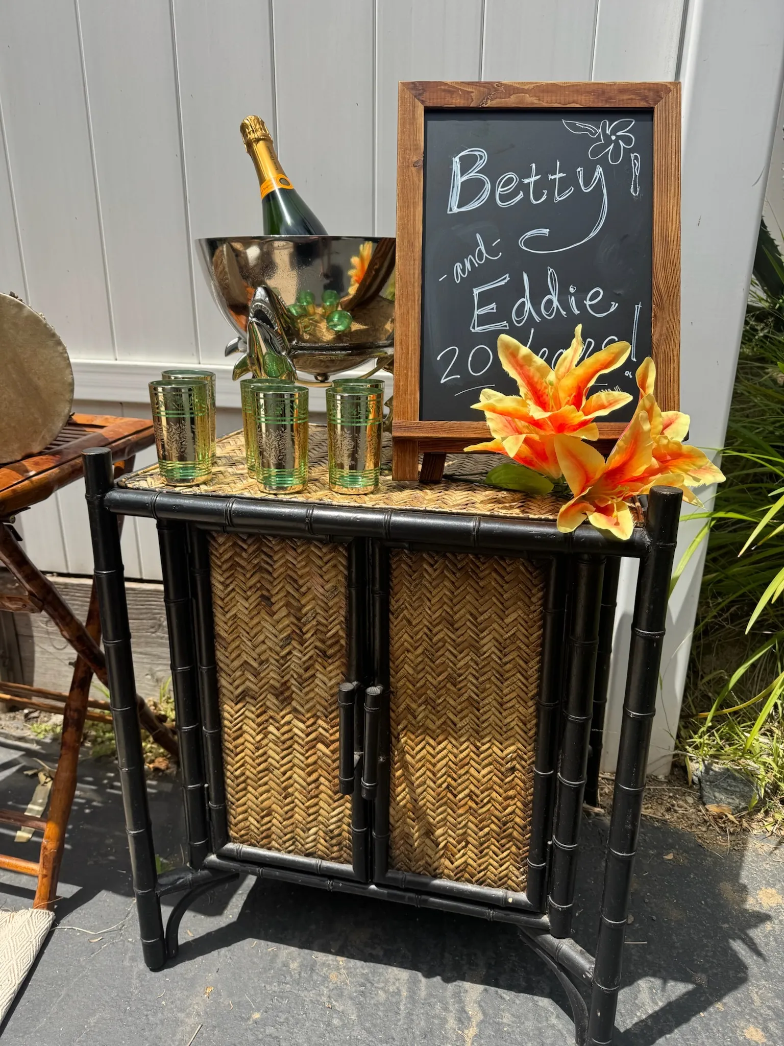 Black Bamboo Accent Table