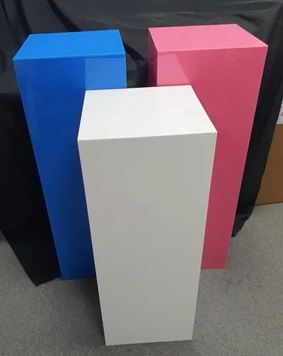 3 x Plinths - White, Light Blue & Light Pink