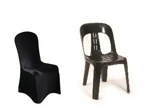 Black chair with Black Lycra Chaircover