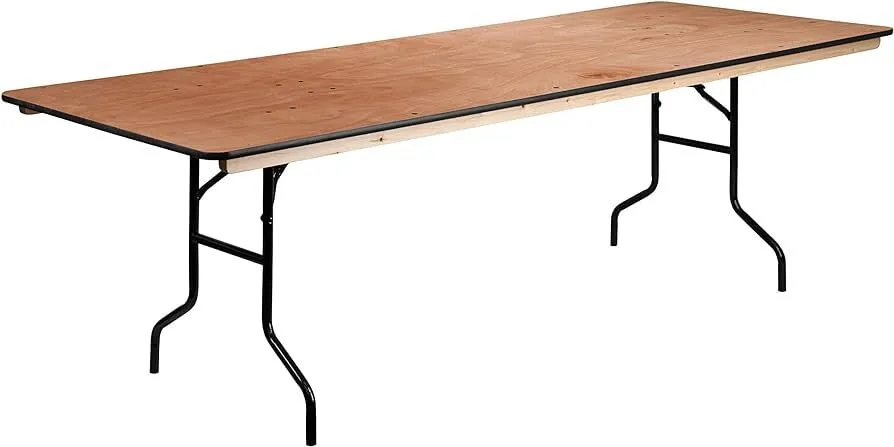 8ft. Rectangle Wood Folding Banquet Table
