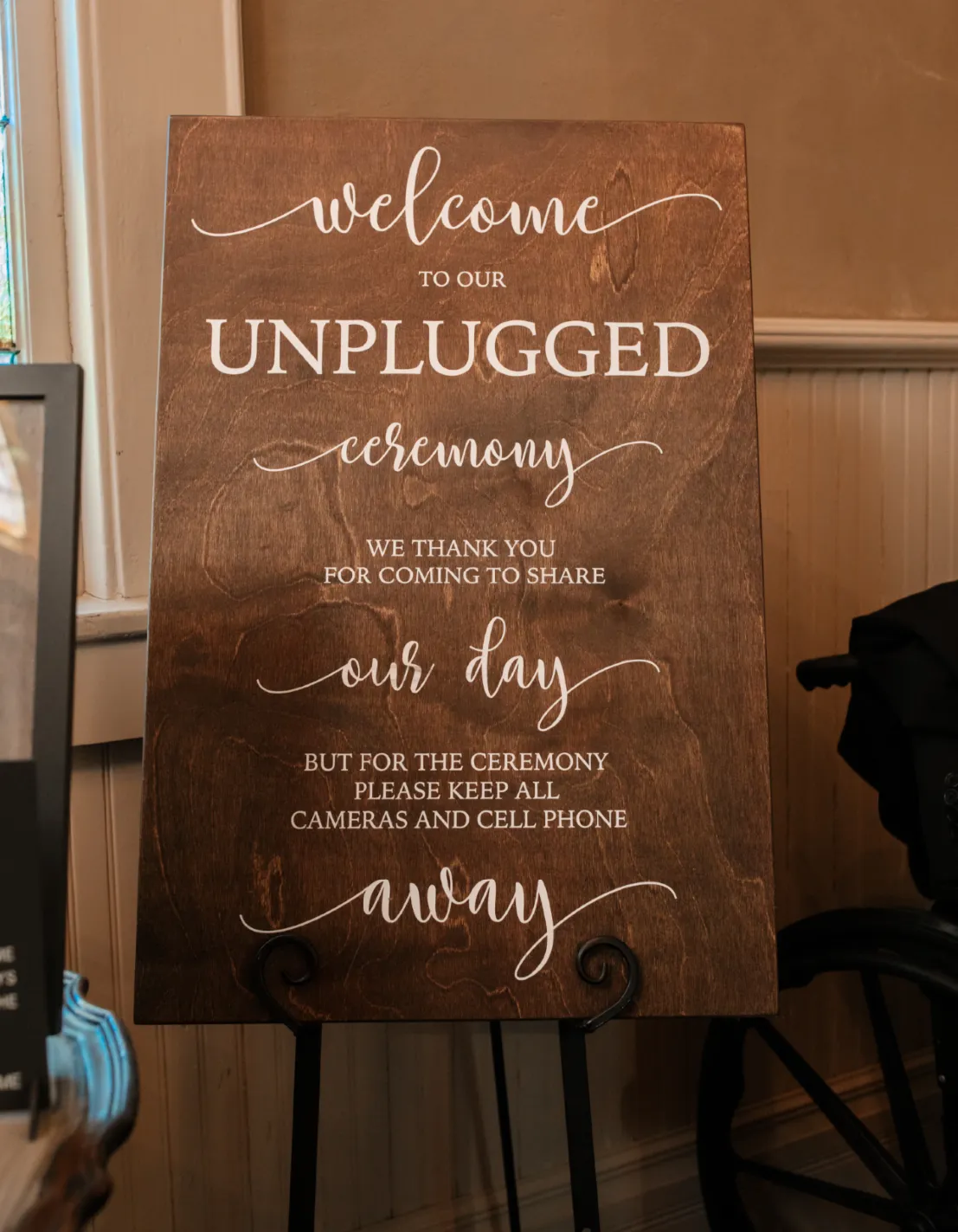 Welcome to our Unplugged Ceremony Wood Sign