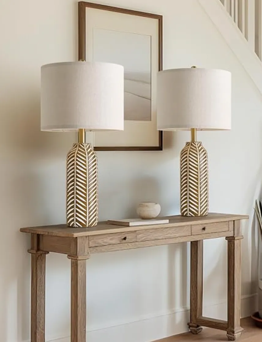 Lamps Set of 2 - Vintage Leaf Design