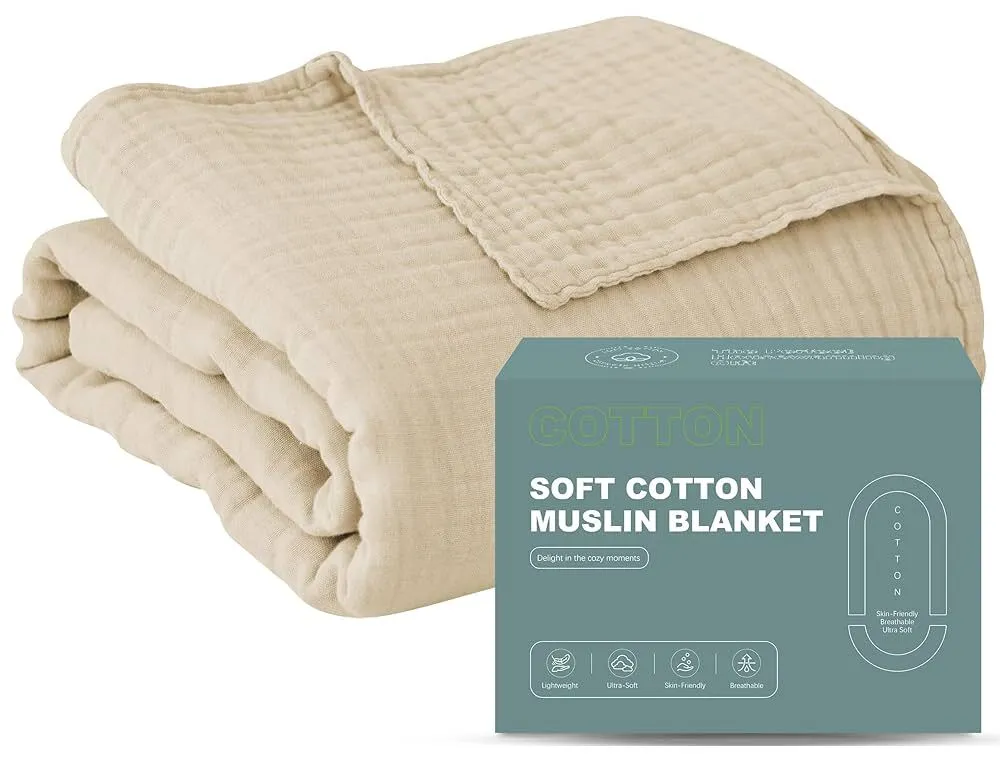 Muslin Blanket for Layering light tan