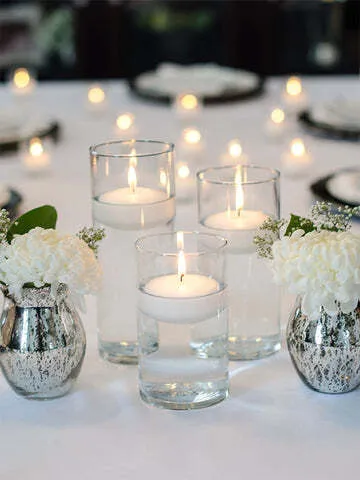 Glass Vase with Floating Candles