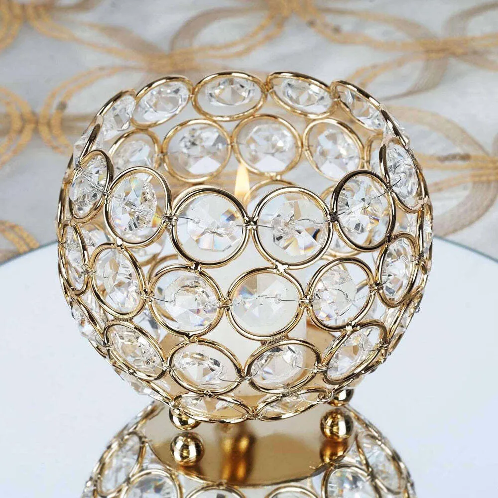 Crystal Beaded Tea light Candle Holder -Lg