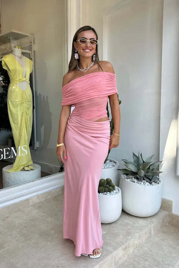 Nico Off Shoulder Maxi Candy Floss
